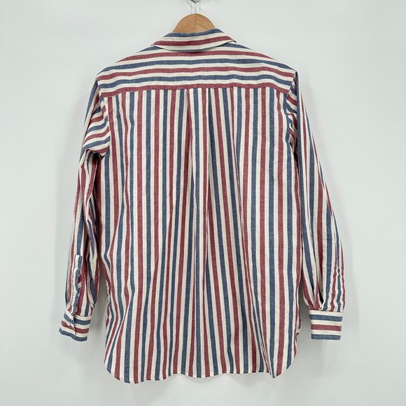 Sezane Max Shirt Red White Blue Striped Organic Cotton Button Down Size 32 US 0 - Picture 5 of 5